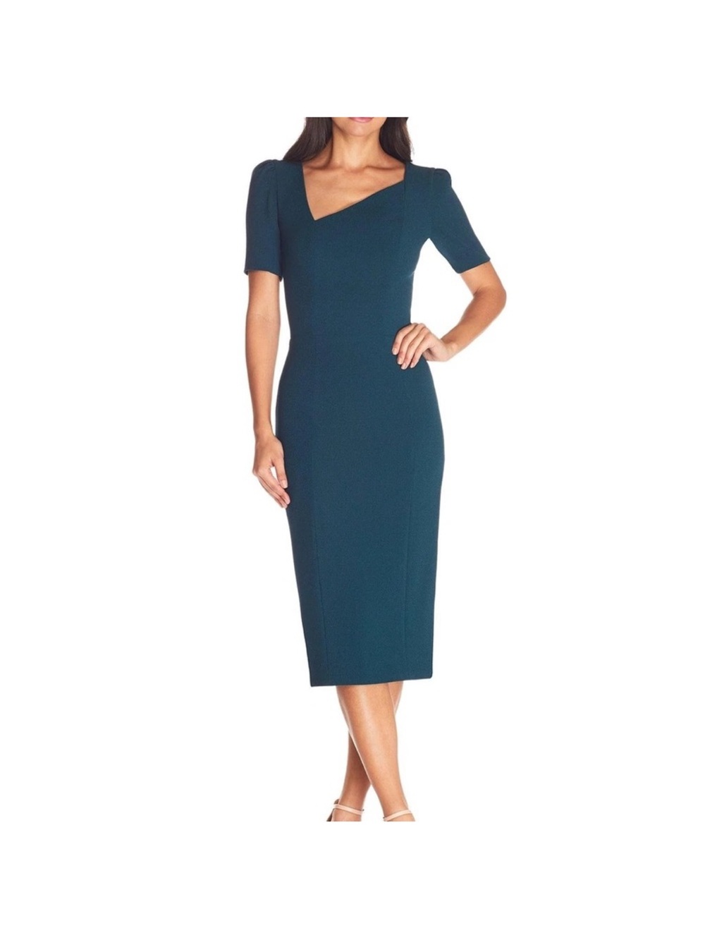 Dress the population Ruth sheath dress in pine green Size XS NWT